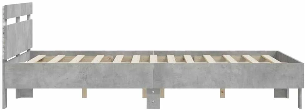 Lovos rėmas su galvūgaliu ir LED, betono pilkas, 140x200cm