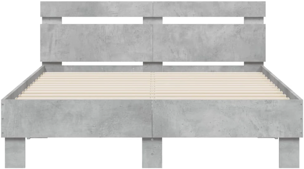 Lovos rėmas su galvūgaliu ir LED, betono pilkas, 120x190cm