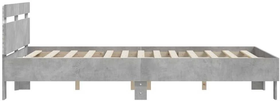 Lovos rėmas su galvūgaliu ir LED, betono pilkas, 150x200cm