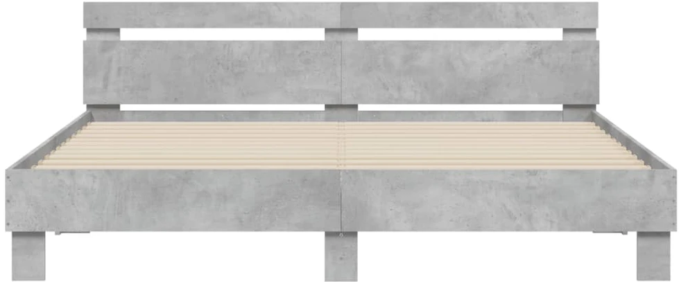 Lovos rėmas su galvūgaliu ir LED, betono pilkas, 180x200cm