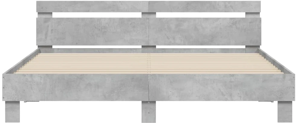 Lovos rėmas su galvūgaliu ir LED, betono pilkas, 160x200cm