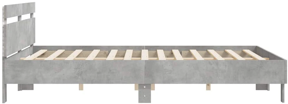 Lovos rėmas su galvūgaliu ir LED, betono pilkas, 200x200cm