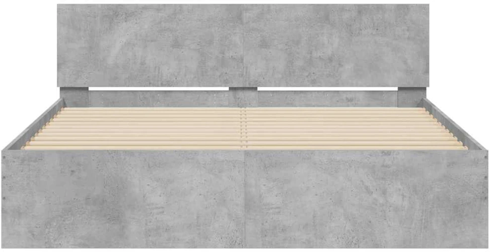 Lovos rėmas su galvūgaliu ir LED, betono pilkas, 150x200cm