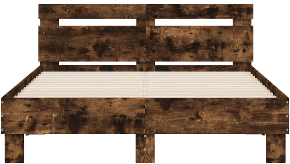 Lovos rėmas su galvūgaliu ir LED, dūminio ąžuolo, 120x190cm