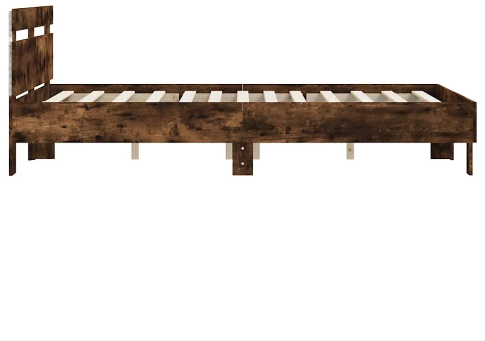Lovos rėmas su galvūgaliu ir LED, dūminio ąžuolo, 120x190cm