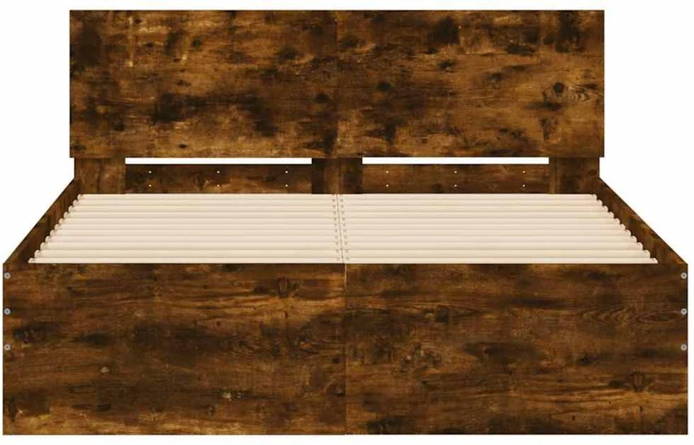 Lova Lovos rėmas su galvūgaliu ir LED, dūminio ąžuolo, 135x190cm