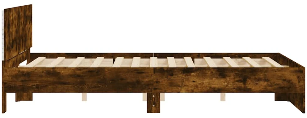 Lovos rėmas su galvūgaliu ir LED, dūminio ąžuolo, 160x200cm