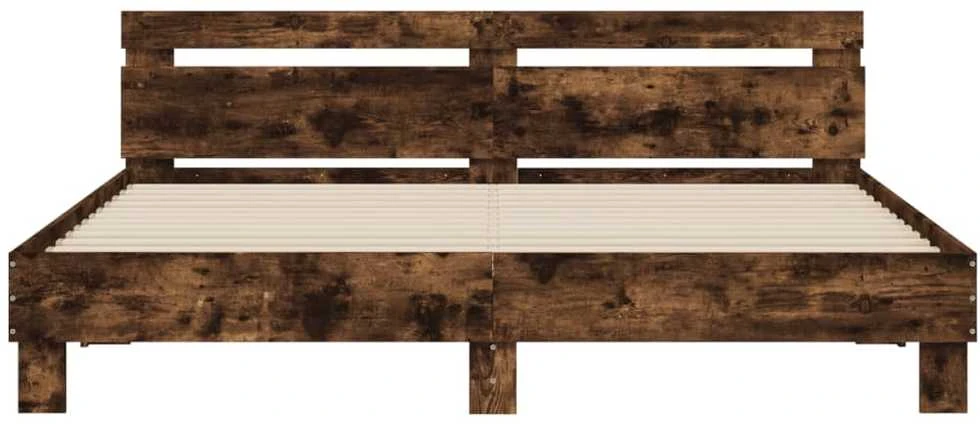 Lovos rėmas su galvūgaliu ir LED, dūminio ąžuolo, 160x200cm