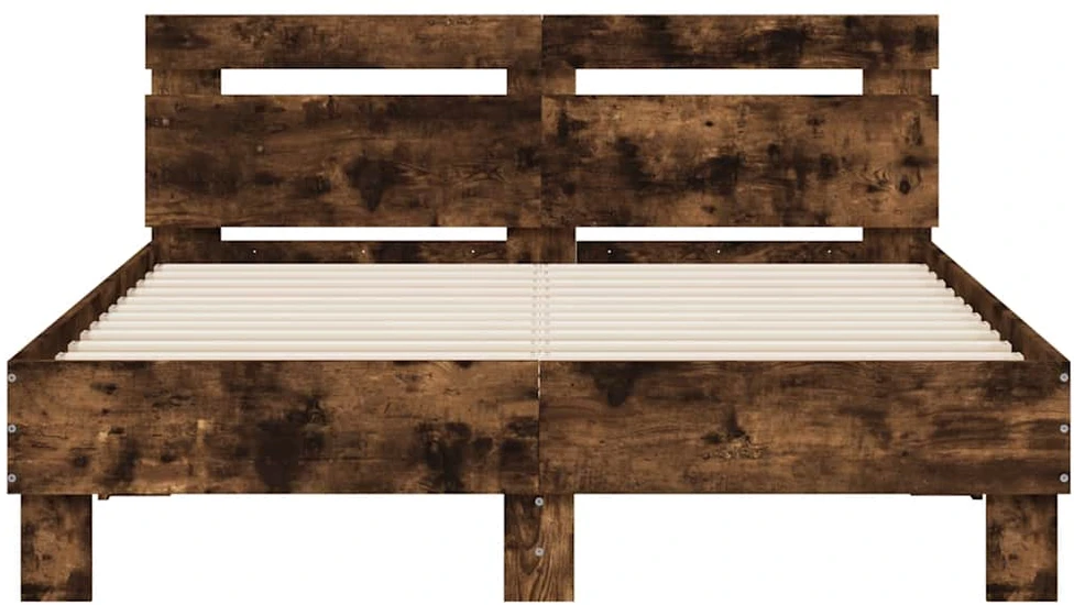 Lova Lovos rėmas su galvūgaliu ir LED, dūminio ąžuolo, 135x190cm