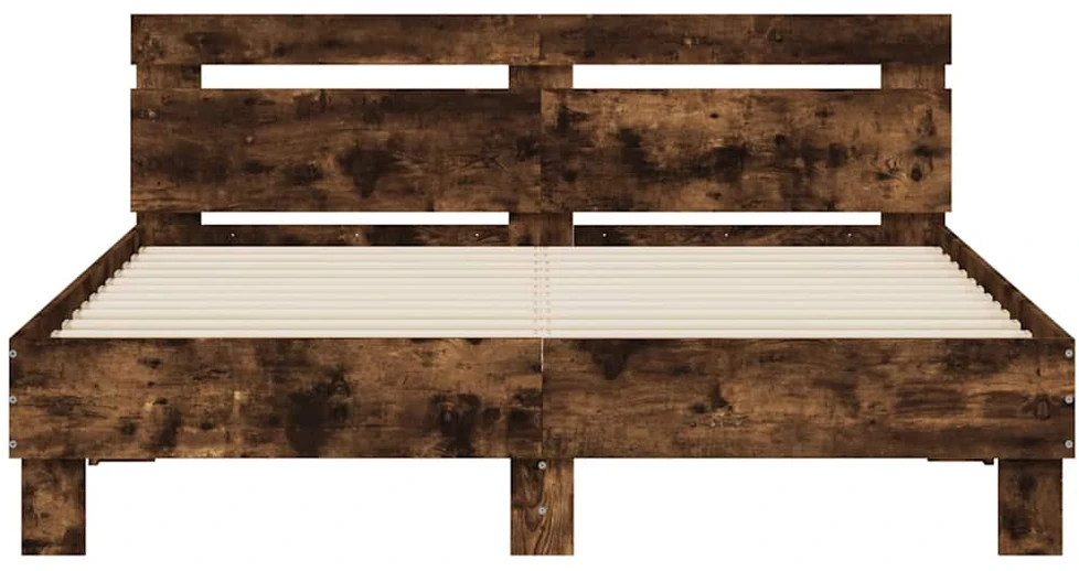 Lovos rėmas su galvūgaliu ir LED, dūminio ąžuolo, 140x200cm