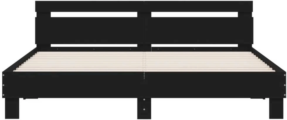 Lovos rėmas su galvūgaliu ir LED, juodos spalvos, 200x200cm
