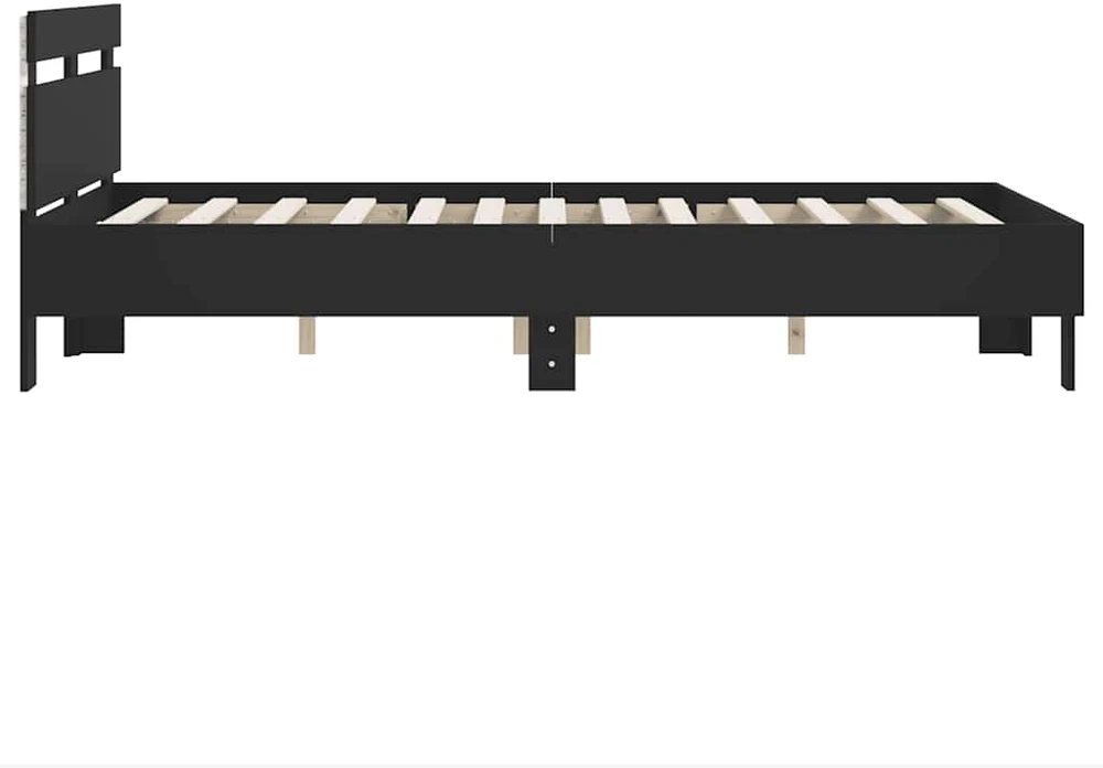 Lovos rėmas su galvūgaliu ir LED, juodos spalvos, 120x200cm