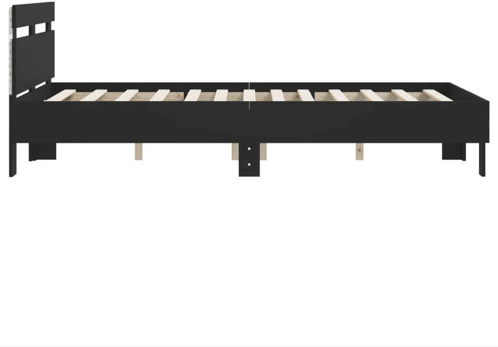 Lova Lovos rėmas su galvūgaliu ir LED, juodos spalvos, 135x190cm