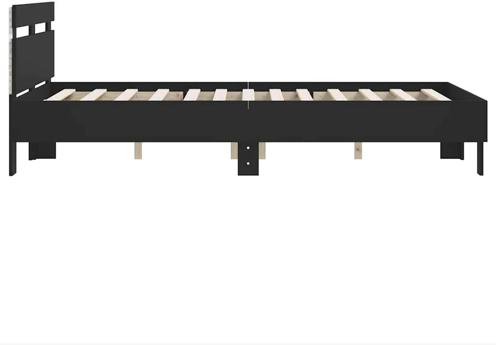 Lova Lovos rėmas su galvūgaliu ir LED, juodos spalvos, 135x190cm