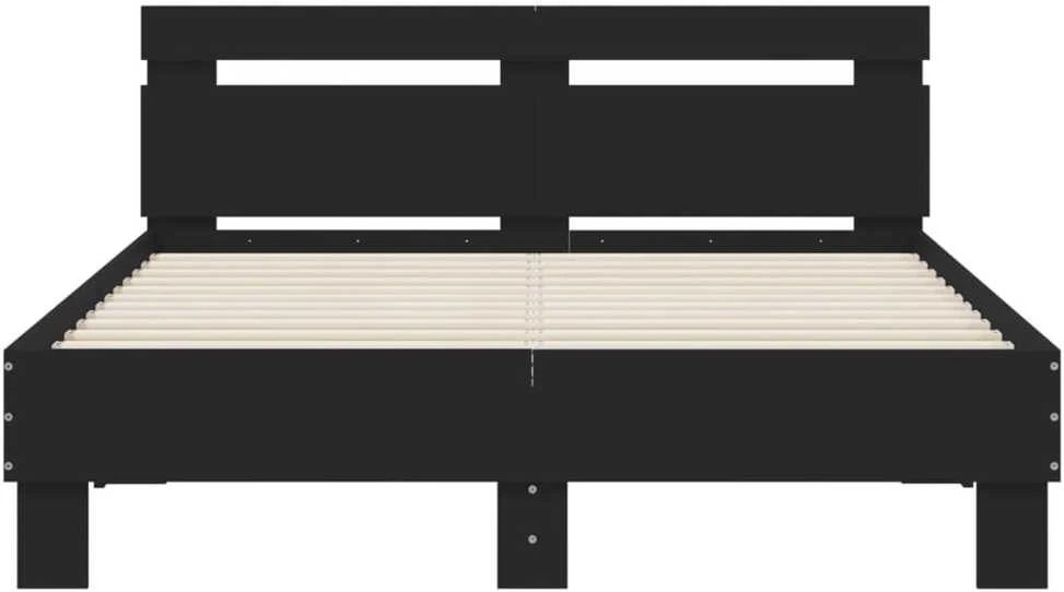 Lovos rėmas su galvūgaliu ir LED, juodos spalvos, 120x200cm