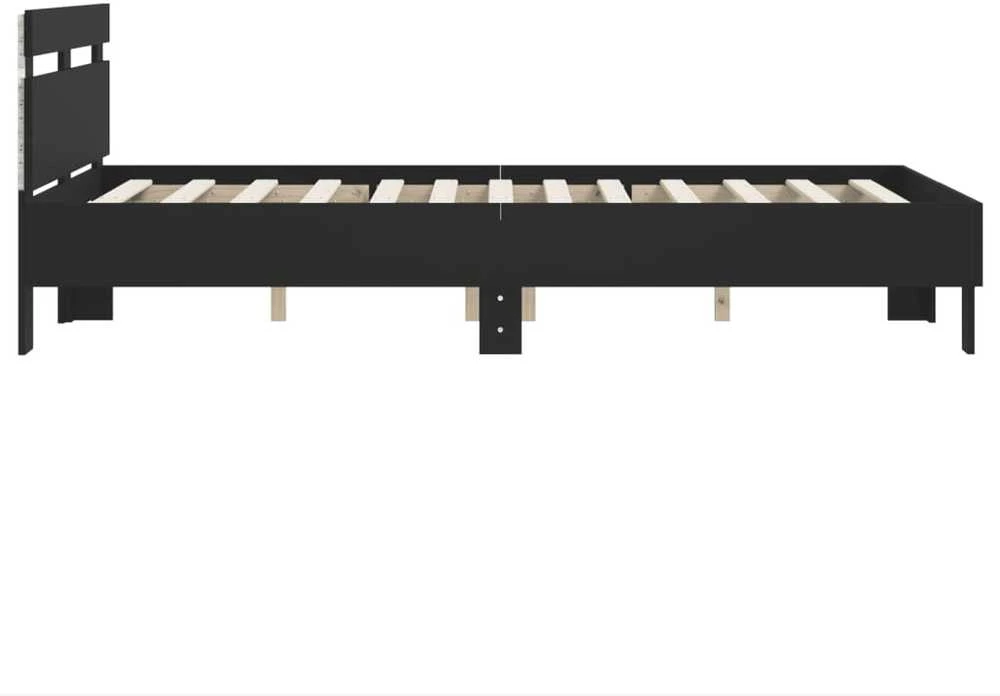 Lovos rėmas su galvūgaliu ir LED, juodos spalvos, 120x200cm