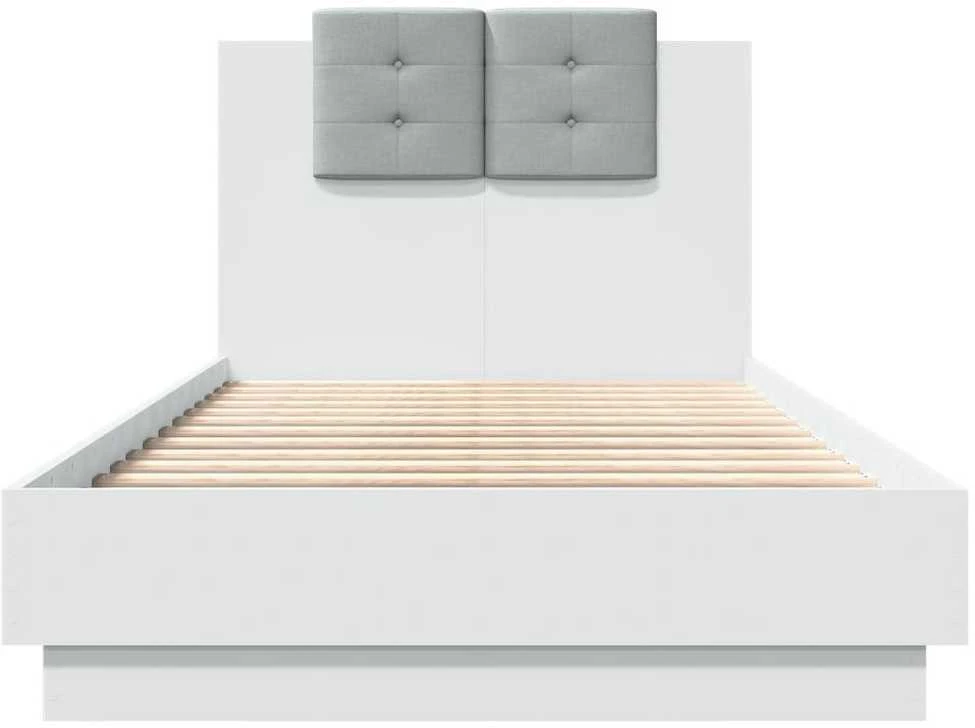 Lovos rėmas su galvūgaliu ir LED lemputėmis, baltas, 90x190cm