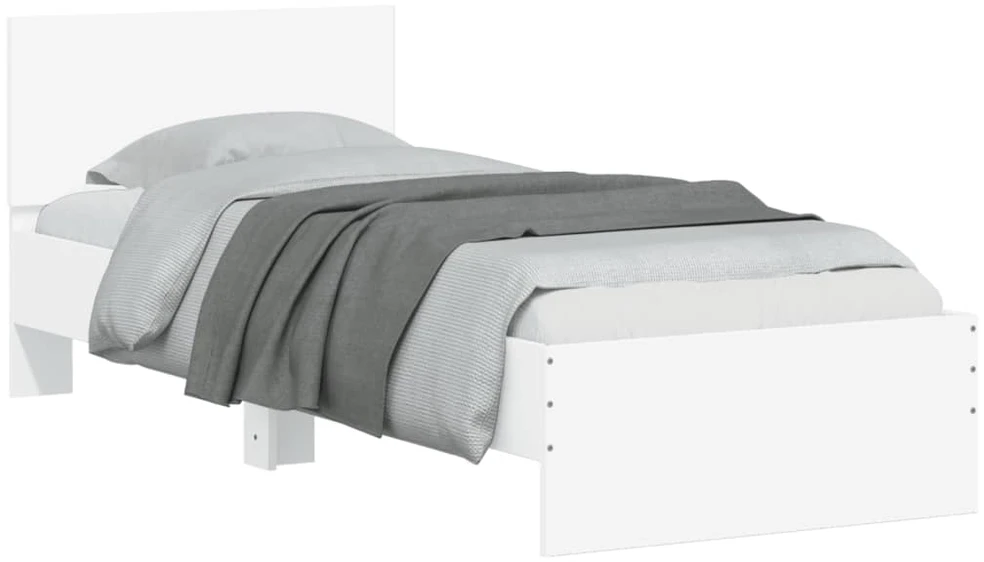 Lovos rėmas su galvūgaliu ir LED lemputėmis, baltas, 75x190cm