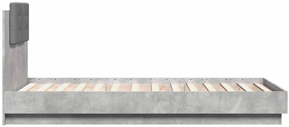 Lovos rėmas su galvūgaliu ir LED lemputėmis, betono, 75x190cm