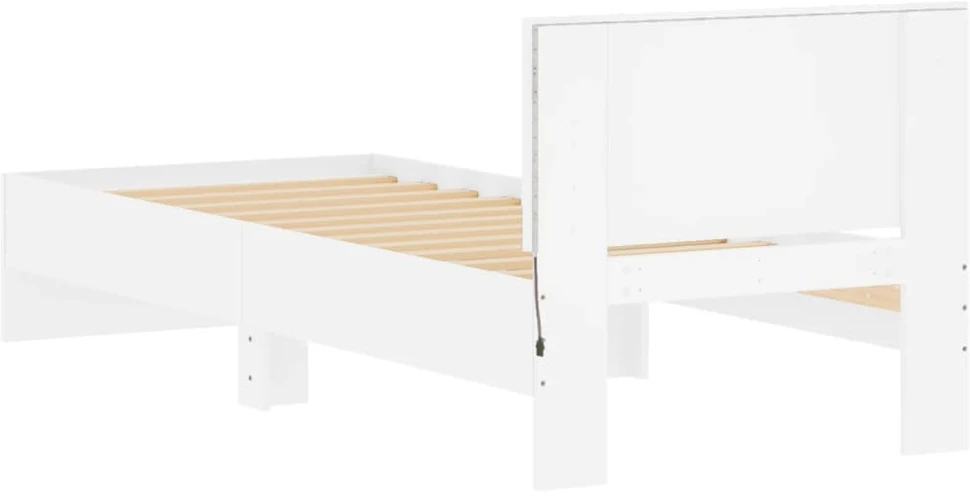Lovos rėmas su galvūgaliu ir LED lemputėmis, baltas, 75x190cm