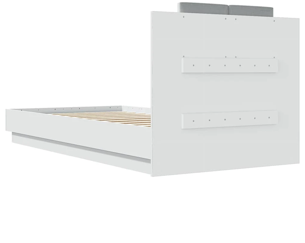 Lovos rėmas su galvūgaliu ir LED lemputėmis, baltas, 75x190cm
