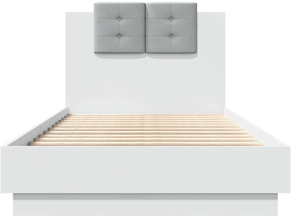 Lovos rėmas su galvūgaliu ir LED lemputėmis, baltas, 75x190cm