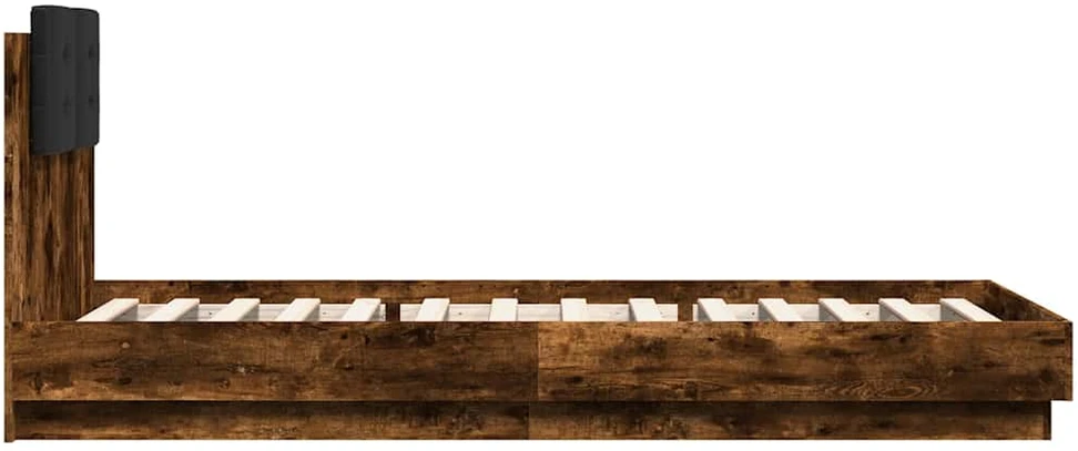 Lovos rėmas su galvūgaliu ir LED lemputėmis, dūminis, 100x200cm