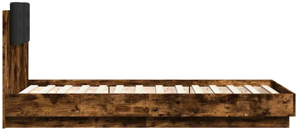 Lovos rėmas su galvūgaliu ir LED lemputėmis, dūminis, 75x190cm