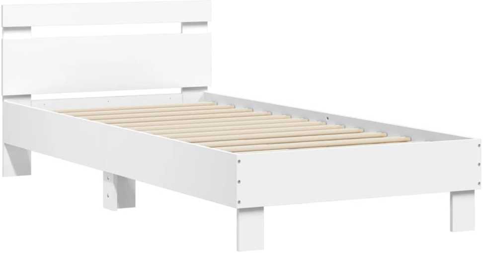 Lovos rėmas su galvūgaliu ir LED lemputėmis, baltas, 90x200cm