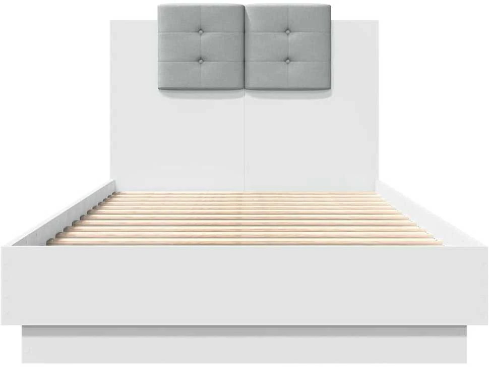Lovos rėmas su galvūgaliu ir LED lemputėmis, baltas, 75x190cm