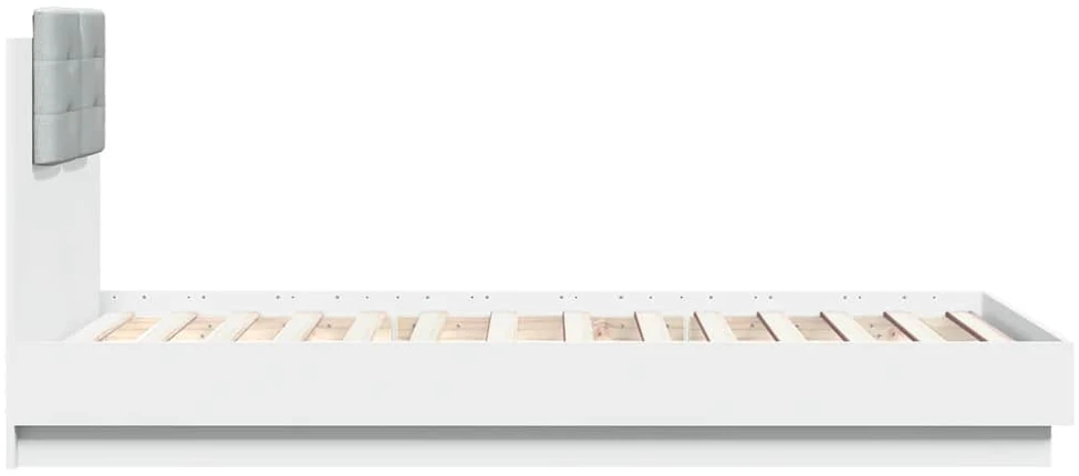 Lovos rėmas su galvūgaliu ir LED lemputėmis, baltas, 75x190cm