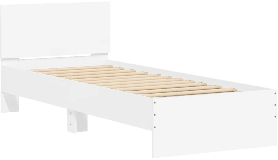 Lovos rėmas su galvūgaliu ir LED lemputėmis, baltas, 75x190cm