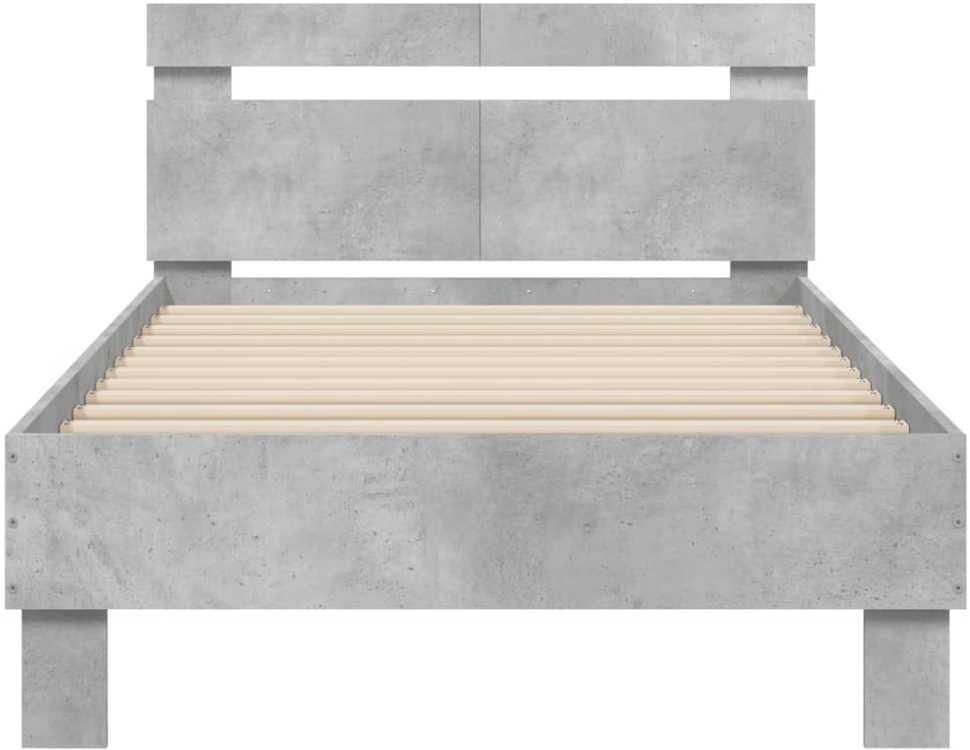 Lovos rėmas su galvūgaliu ir LED lemputėmis, betono, 100x200cm