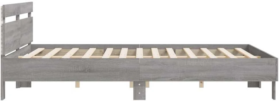 Lovos rėmas su galvūgaliu ir LED, pilkas ąžuolo, 160x200cm