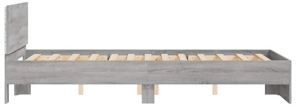 Lovos rėmas su galvūgaliu ir LED, pilkas ąžuolo, 140x190cm