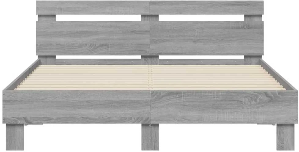 Lovos rėmas su galvūgaliu ir LED, pilkas ąžuolo, 150x200cm
