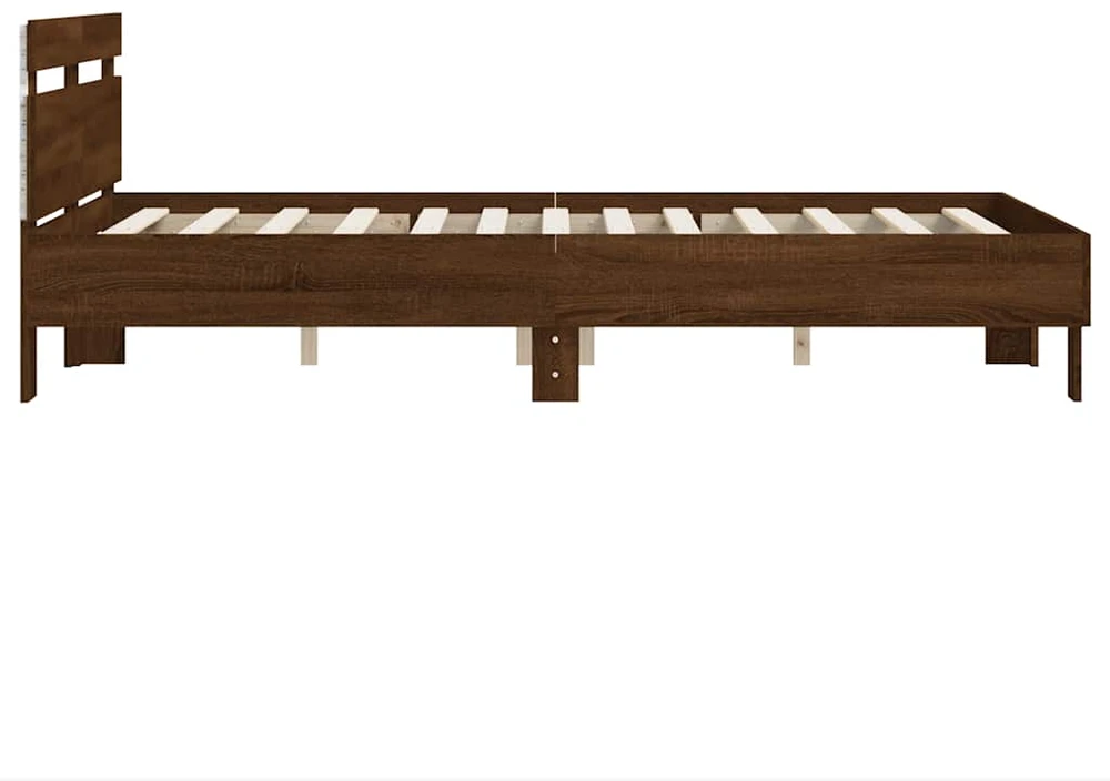 Lovos rėmas su galvūgaliu ir LED, rudas ąžuolo, 120x190cm