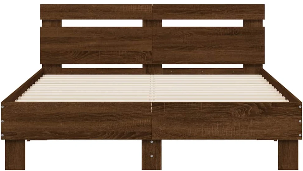 Lovos rėmas su galvūgaliu ir LED, rudas ąžuolo, 120x190cm