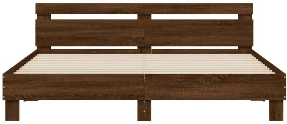 Lovos rėmas su galvūgaliu ir LED, rudas ąžuolo, 180x200cm
