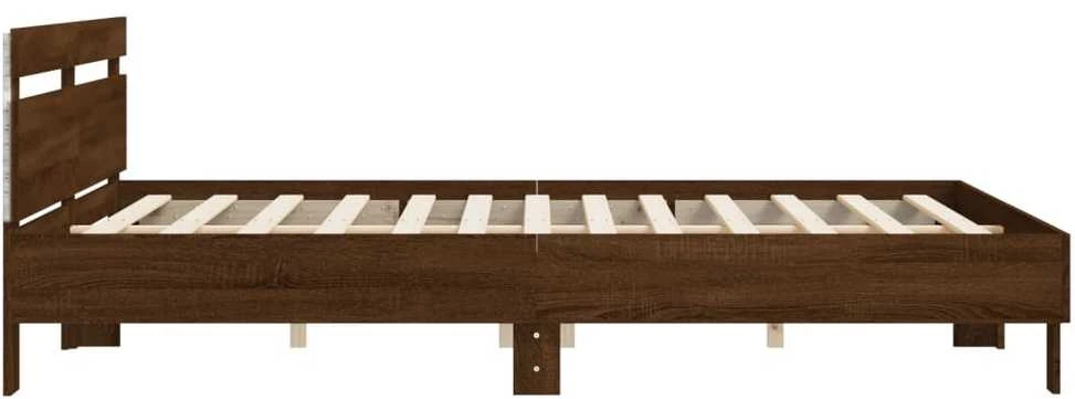 Lovos rėmas su galvūgaliu ir LED, rudas ąžuolo, 180x200cm
