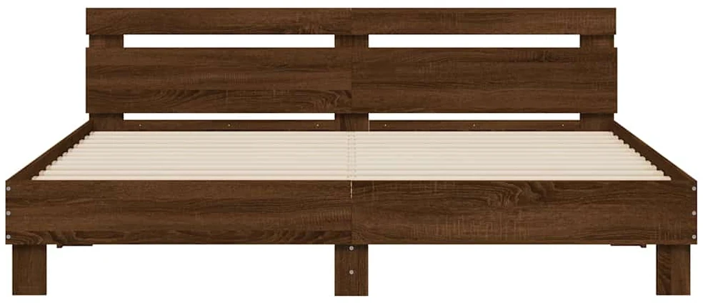 Lovos rėmas su galvūgaliu ir LED, rudas ąžuolo, 180x200cm