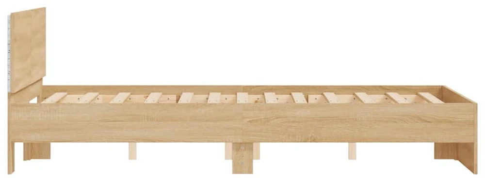 Lovos rėmas su galvūgaliu ir LED, sonoma ąžuolo, 140x190cm