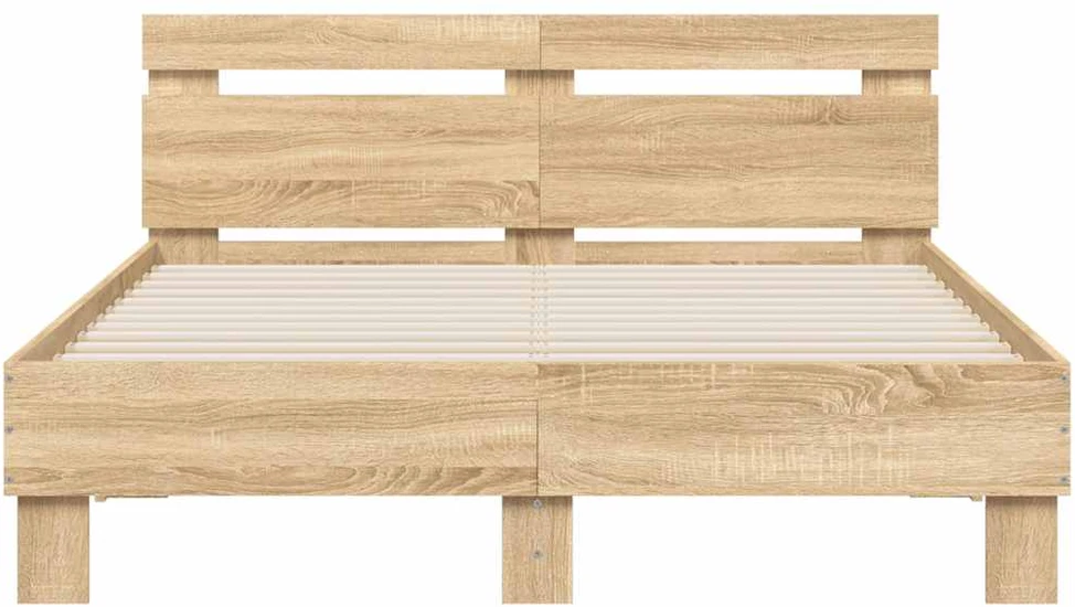 Lovos rėmas su galvūgaliu ir LED, sonoma ąžuolo, 120x190cm