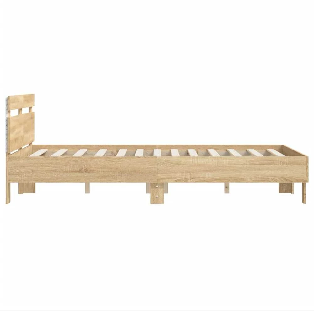 Lova Lovos rėmas su galvūgaliu ir LED, sonoma ąžuolo, 135x190cm