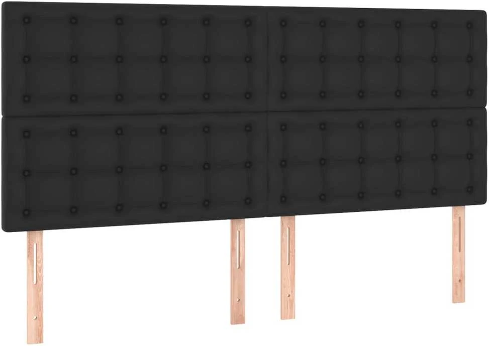 Lovos rėmas su galvūgaliu, juodos, 200x200 cm, dirbtinė oda