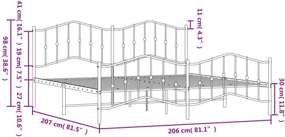 Lovos rėmas su galvūgaliu/kojūgaliu, baltas, 200x200cm, metalas