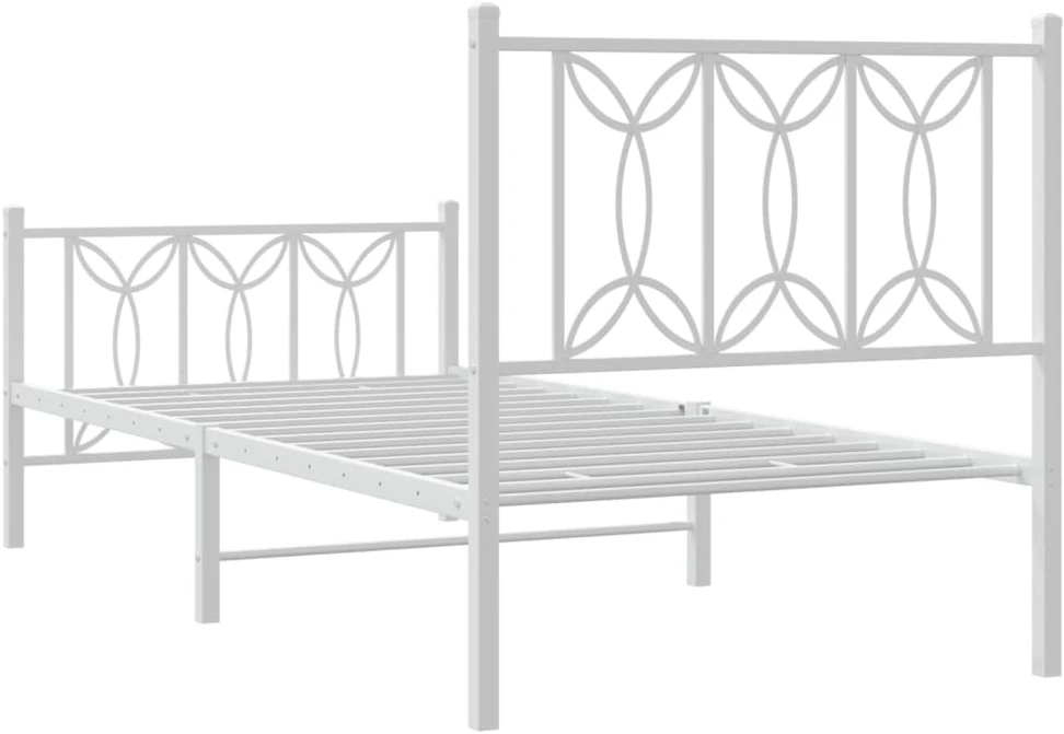 Lovos rėmas su galvūgaliu/kojūgaliu, baltas, 75x190cm, metalas