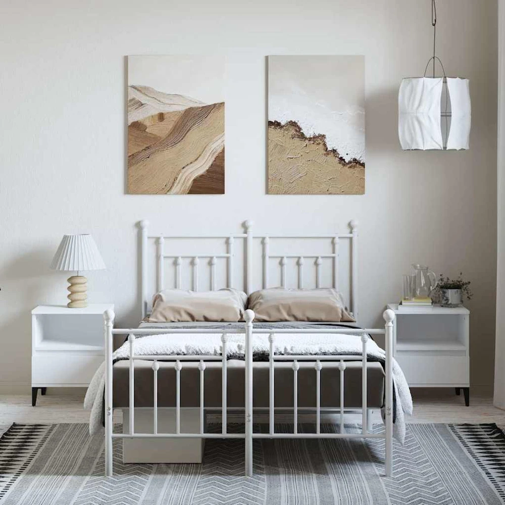 Lova Lovos rėmas su galvūgaliu/kojūgaliu, baltas, 135x190cm, metalas