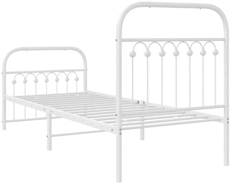 Lovos rėmas su galvūgaliu/kojūgaliu, baltas, 75x190cm, metalas