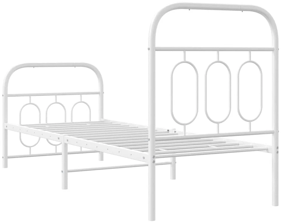 Lovos rėmas su galvūgaliu/kojūgaliu, baltas, 75x190cm, metalas
